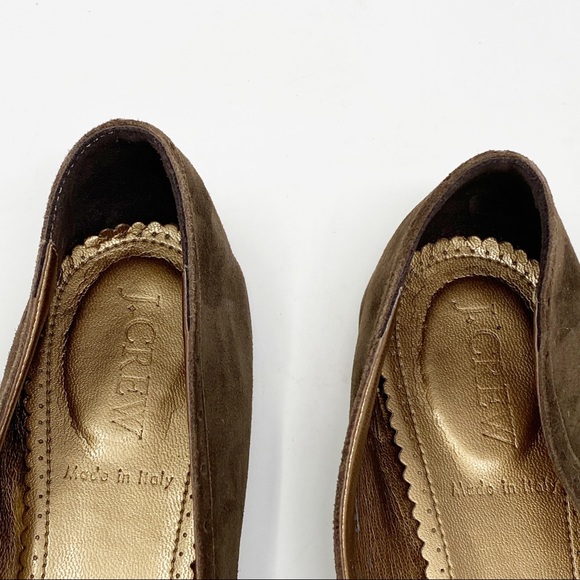 J Crew Suede Ballet Flats Round Toe Bow 8.5 brown - Picture 3 of 9